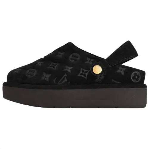 LOUIS VUITTON Aspen Calfskin Casual Shoes Women's Black
