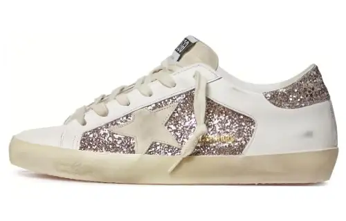 Golden Goose Super Star White Double Silver Glitter Women's