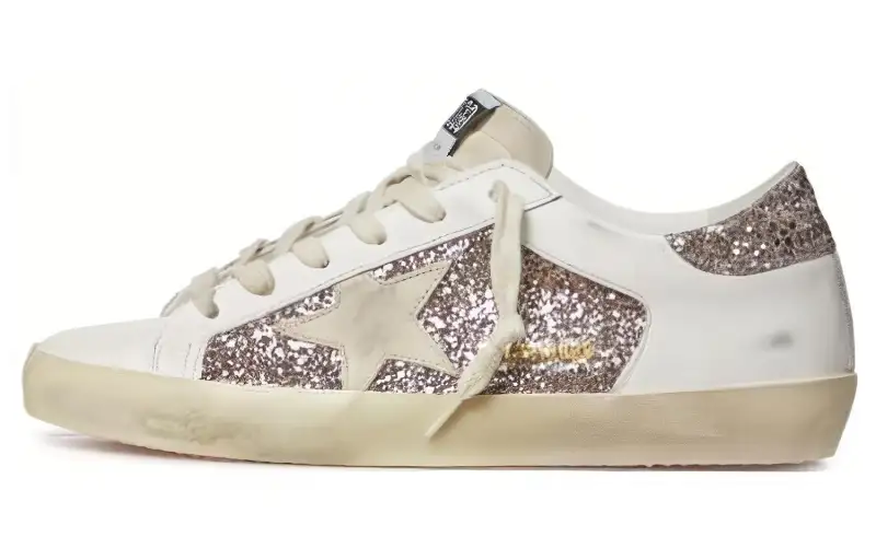 Golden Goose Super Star White Double Silver Glitter Women's