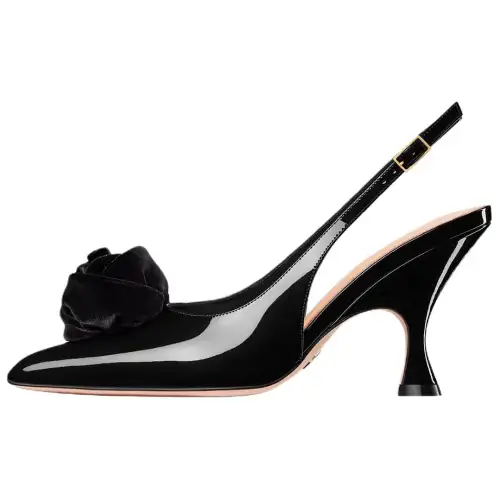 DIOR Rose Cone Heel High Heels 9cm Women's Black