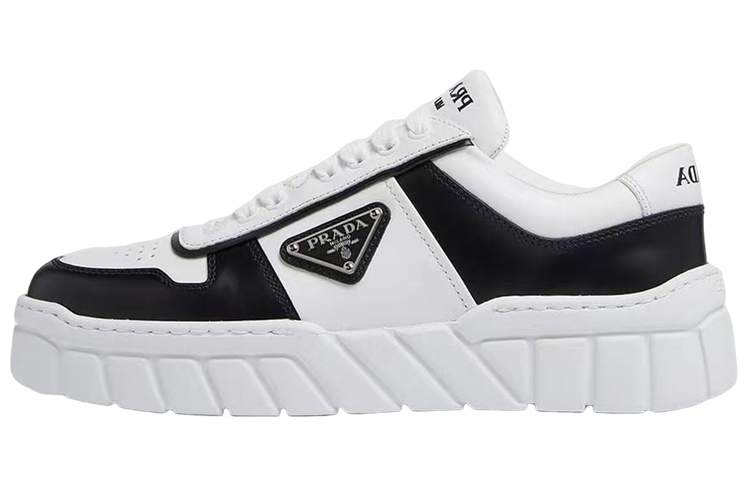 PRADA Soft Padded Nappa Leather Laced Up Shoes 'White Black' Women's