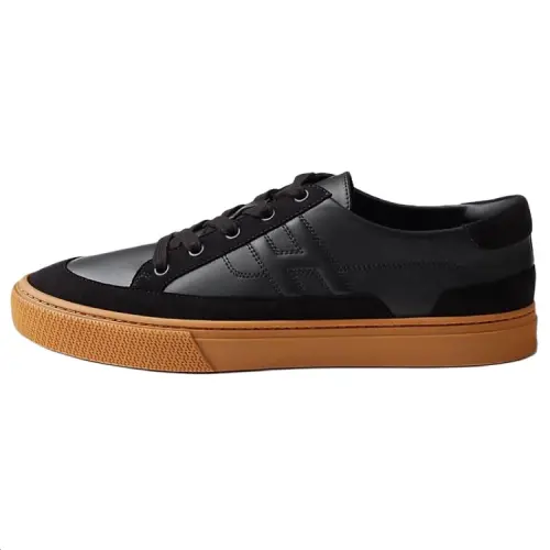 HERMES Deep Suede Low top Skateboard Shoes Men's Black
