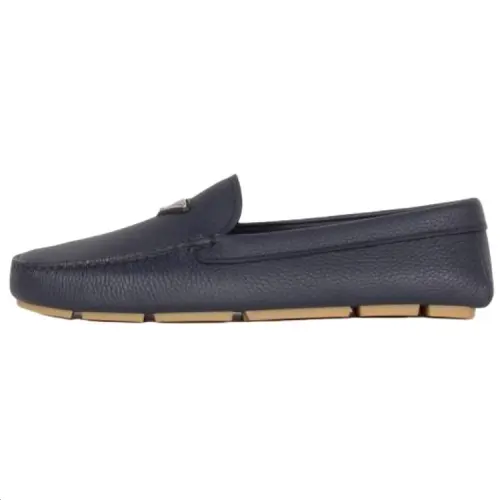 PRADA Leather Casual Shoes Women's Blue