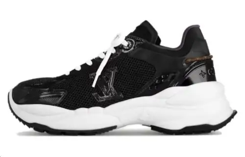 LOUIS VUITTON Run 55 Leather Casual Shoes Women's Black
