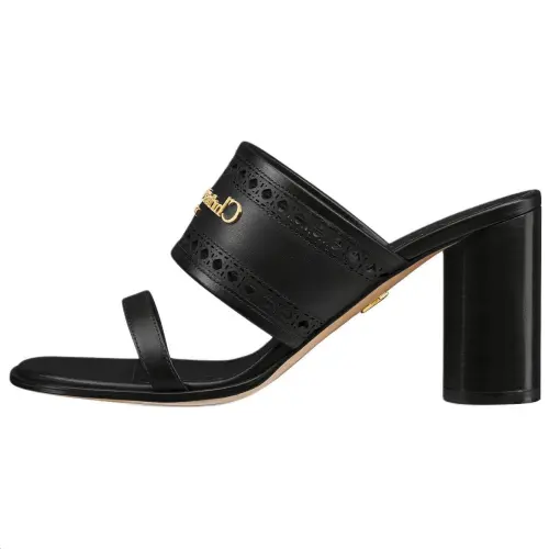 DIOR D Lane Slide Slippers 8cm Women's Black