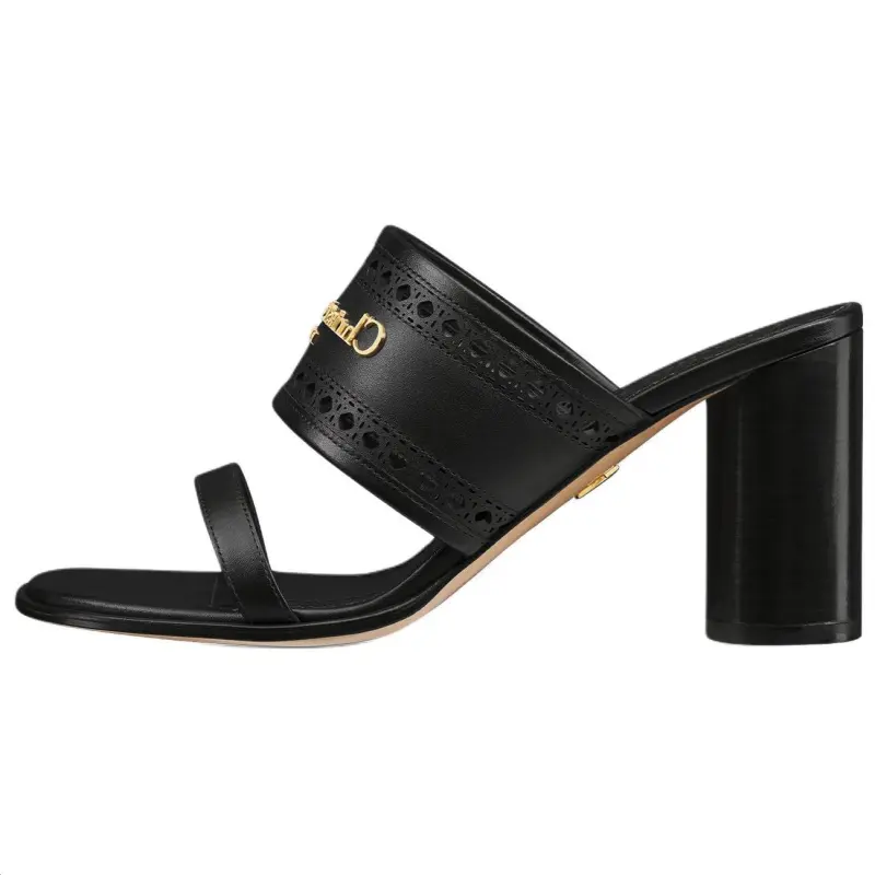 DIOR D Lane Slide Slippers 8cm Women's Black