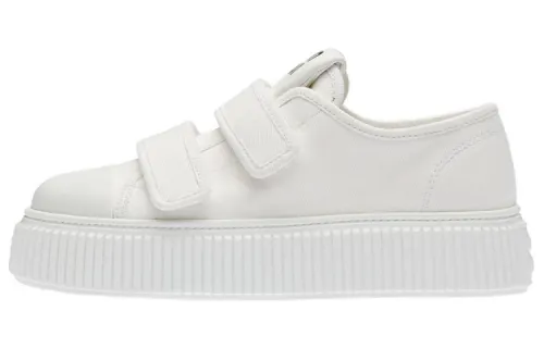 MIU MIU Denim Low top Stylish Skateboarding Shoes Women's White