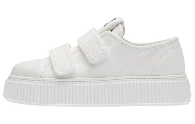 MIU MIU Denim Low top Stylish Skateboarding Shoes Women's White