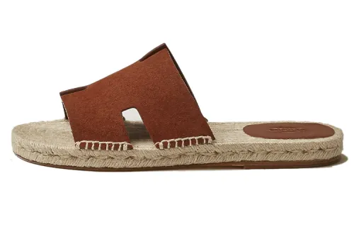 HERMES Antigua Espadrille Gold Suede Goatskin