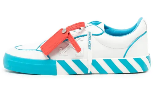 OFF WHITE Vulcanized Safety Canvas Low top Stylish Skateboarding Shoes Men's White Blue