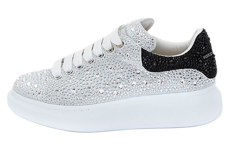 Женские кеды Alexander McQueen Oversized Sneaker (серебристо-черно-белые)