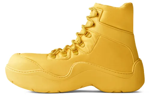 Bottega Veneta BV Puddle Bomber Short Mid Calf Ankle Boots Women's Yellow