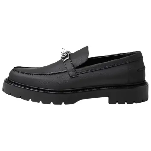 HERMES Icone Loafers Men's Black