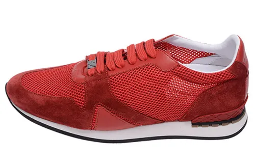 Burberry Mesh, Leather Casual Shoes Men's Dark Red