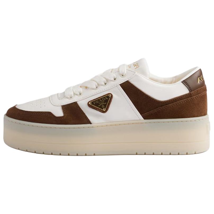 PRADA Downtown Bold Low top Skateboard Shoes Women's White Brown