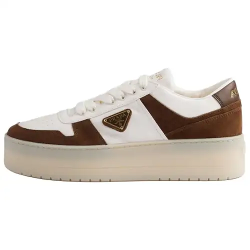 PRADA Downtown Bold Low top Skateboard Shoes Women's White Brown