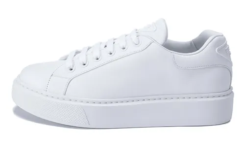PRADA Macro Leather Lace Up Low top Stylish Skateboarding Shoes Men's White