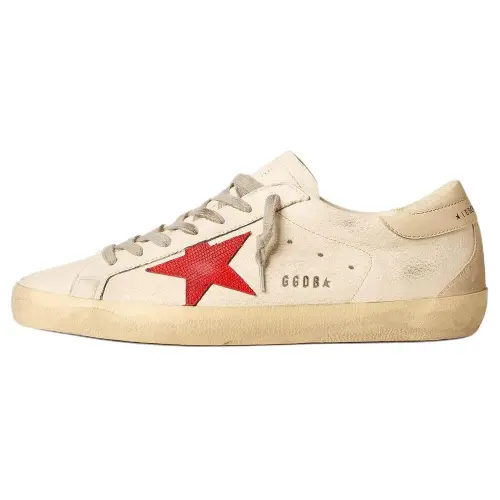 Golden Goose Super Star Cow Leather Low top Skateboard Shoes Men's White