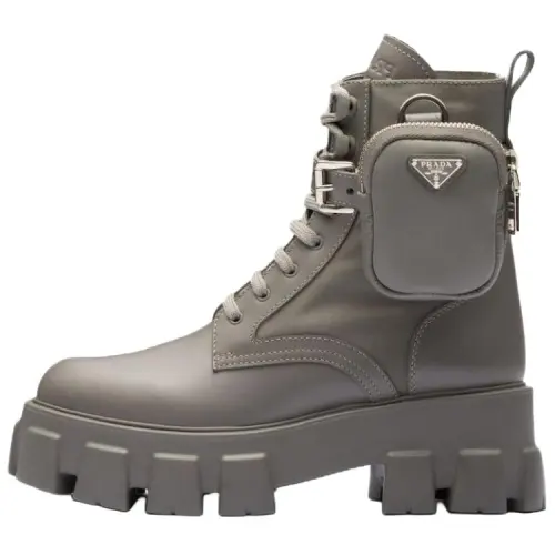 PRADA Monolith Pouch-detail Leather Boots