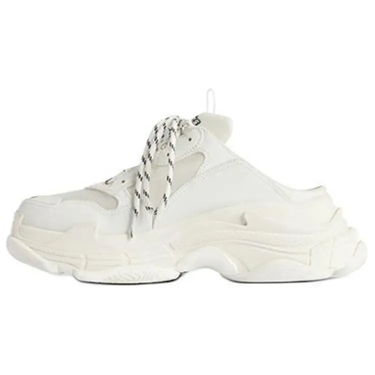 Balenciaga Triple S Closed Toe Slippers 3cm Women's White