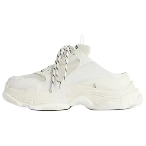 Balenciaga Triple S Closed Toe Slippers 3cm Women's White