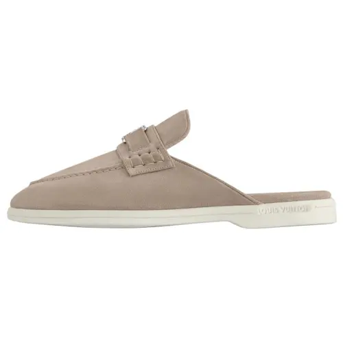LOUIS VUITTON Estate Rubber Sole Closed Toe Slippers Men's Light Umber
