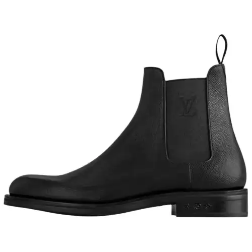 LOUIS VUITTON Fle Calfskin Short Chelsea Boots Men's Black