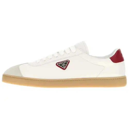 PRADA Leather Low top Skateboard Shoes Men's White
