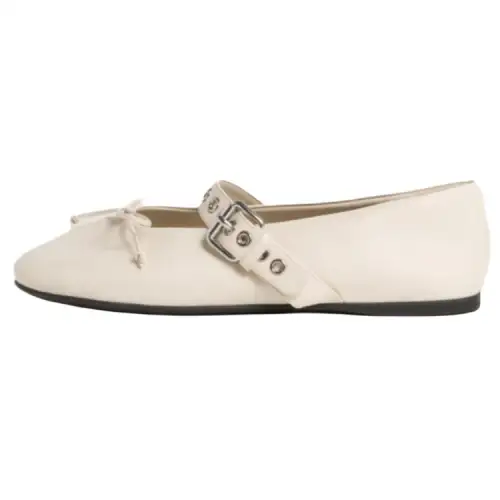 MIU MIU Cow Leather Casual Shoes Women's Beige