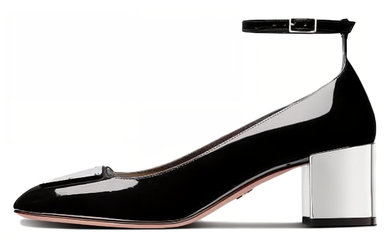 DIOR La Parisienne Dior Patent Leather Calfskin Chunky Heel High Heels 5.5cm Women's Black