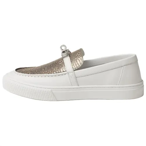 HERMES Game Lizard Skin Casual Shoes Women's White