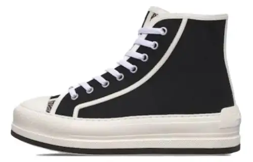 DIOR Leather High top Skateboard Shoes Women's Black White