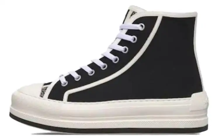 DIOR Leather High top Skateboard Shoes Women's Black White