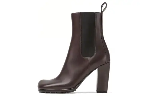 Bottega Veneta Cow Leather Short Chelsea Boots 9cm Women's Brown