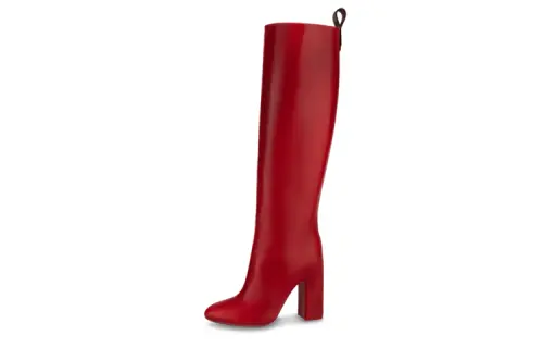 LOUIS VUITTON Donna Leather Knee High Boots 9.5cm Women's Red