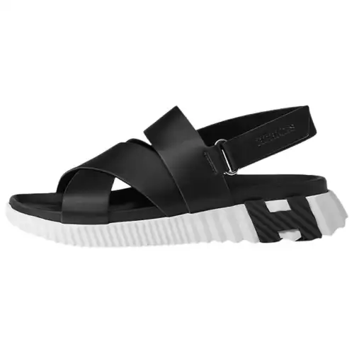 HERMES Electric One Strap Sandals Men's Black