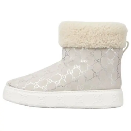 GUCCI Short Snow Boots Women's Silver Gray