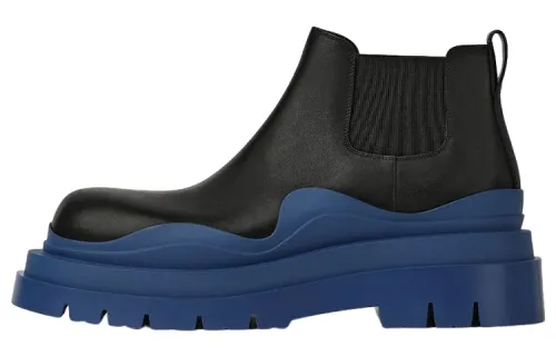Bottega Veneta Leather Tire Chunky Sole Ankle Chelsea Boot Black Cruise