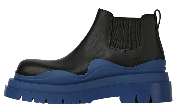 Bottega Veneta Leather Tire Chunky Sole Ankle Chelsea Boot Black Cruise