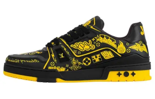 LOUIS VUITTON Trainer Leather Low top Skateboard Shoes Women's Black