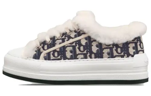 DIOR Walk'n'Dior Platform Shoes Leather Low top Skateboard Shoes Women's White