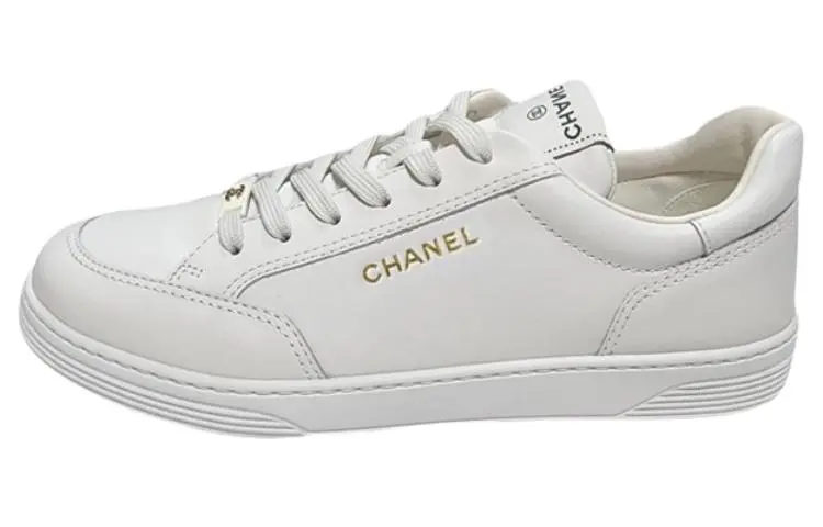 CHANEL Low top Skateboard Shoes Men's White