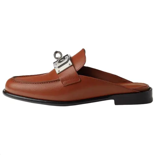 HERMES No Special Function Closed Toe Slippers Women's Brown