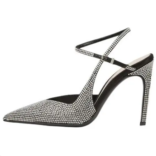 GUCCI Slim Heel High Heels 10.4cm Women's Silver