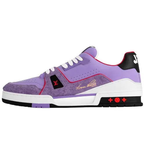 LOUIS VUITTON Trainer Cow Leather Low top Skateboard Shoes Men's Purple