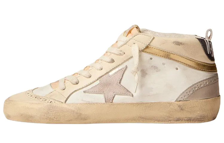 Golden Goose Mid Star Skateboard Shoes Women's Mid Top Ivory