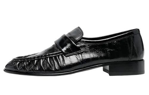 THE ROW Ruched-Detailed Almond Toe Loafers Women's