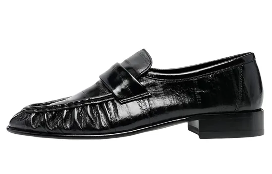 THE ROW Ruched-Detailed Almond Toe Loafers Women's