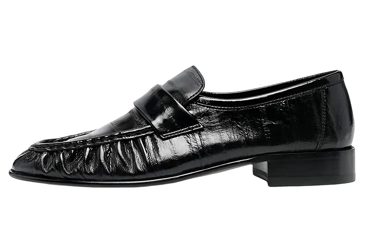 THE ROW Ruched-Detailed Almond Toe Loafers Women's