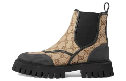 Gucci Wmns Ankle Boot 'GG Canvas - Beige Ebony' Women's